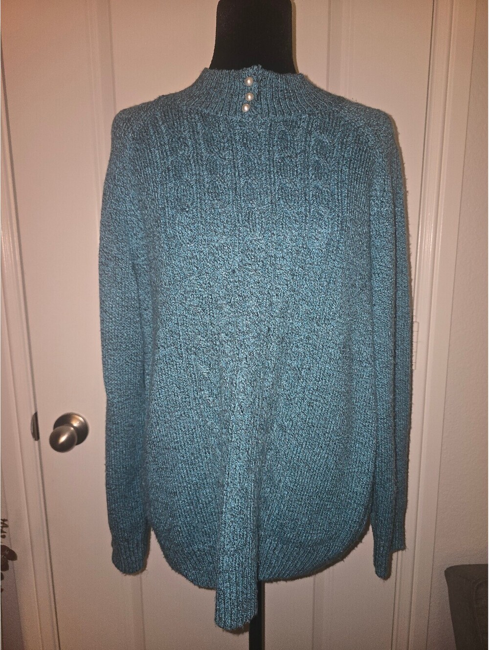 Rebecca Malone Women's Blue Knit Pullover Sweater Large